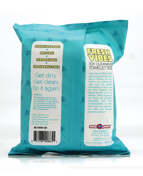 Rock Candy Fresh Vibes Toy Cleaning Towelettes Travel Pack - Pack Of 20