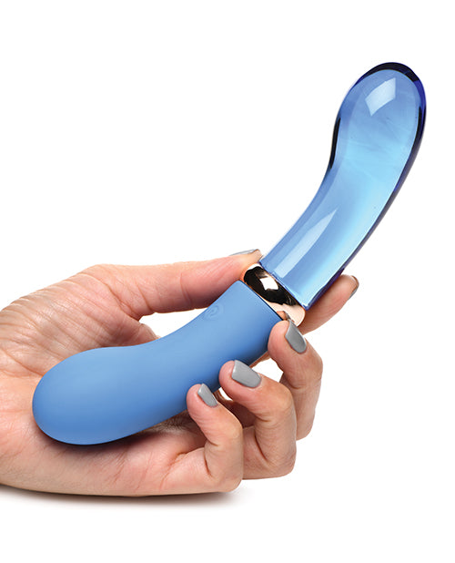 Prisms Vibra-glass 10x Dual Ended G Spot Silicone/glass Vibrator - Bleu